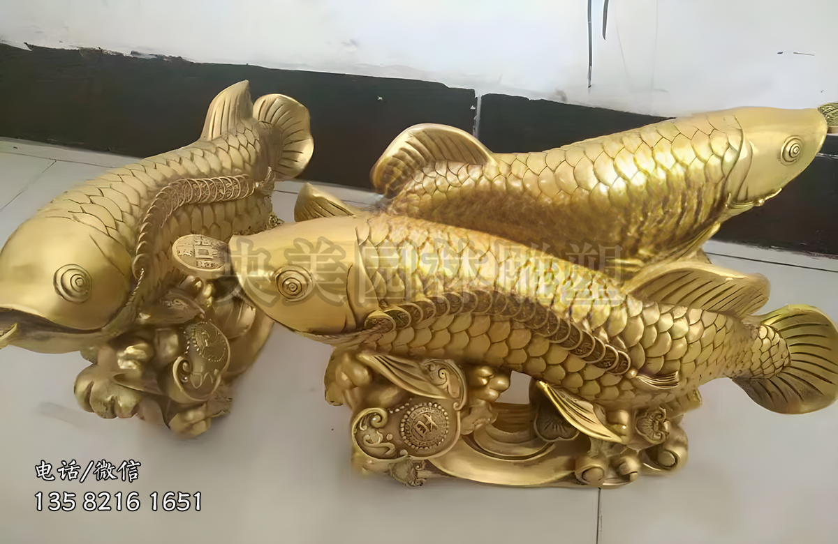 黃銅鑄造金龍魚(yú)雕塑擺件