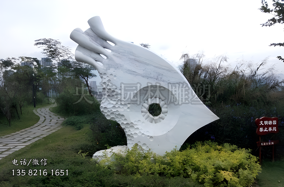 抽象觀賞魚石雕景觀雕塑