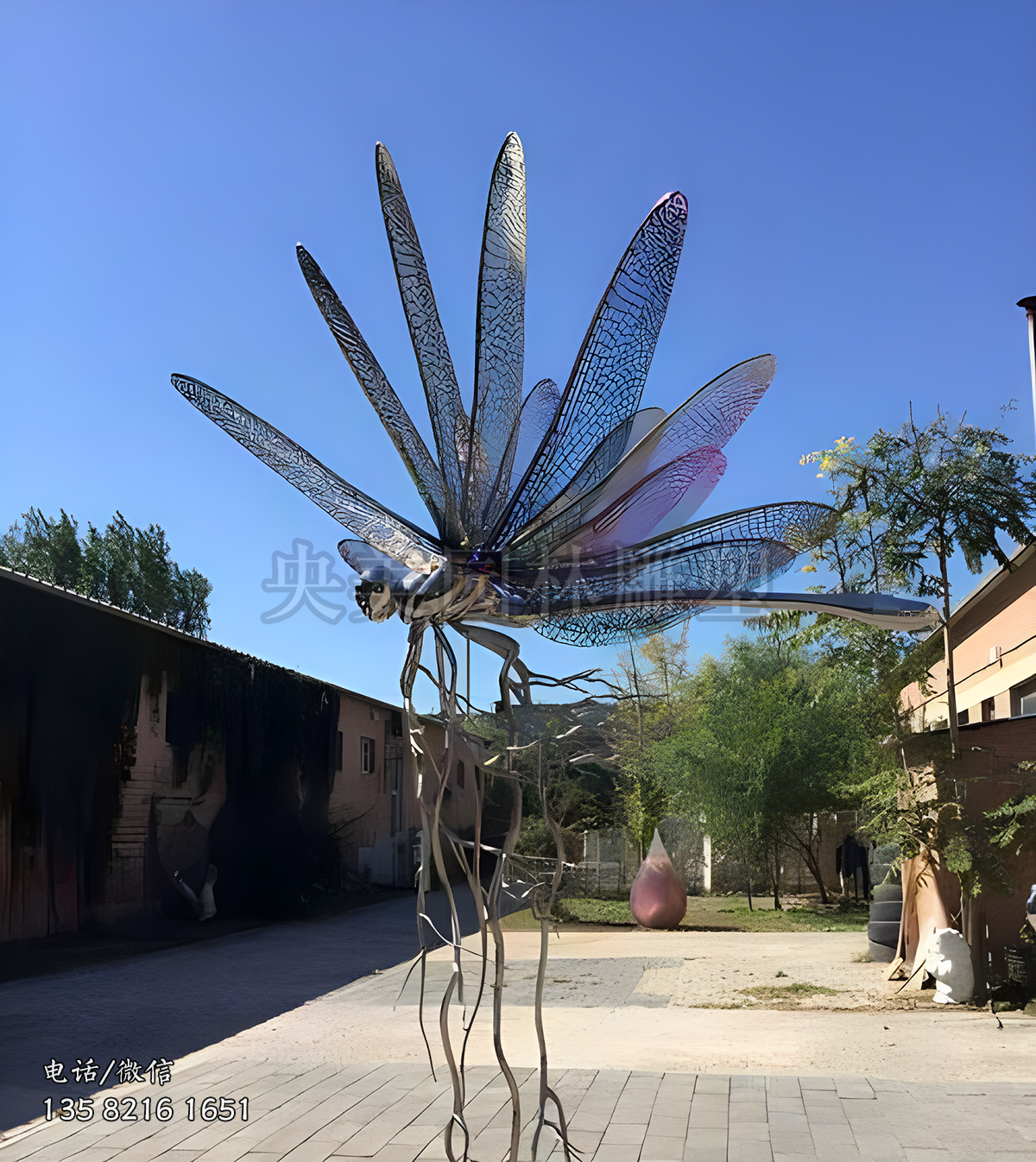 鏤空創意不銹鋼蜻蜓雕塑