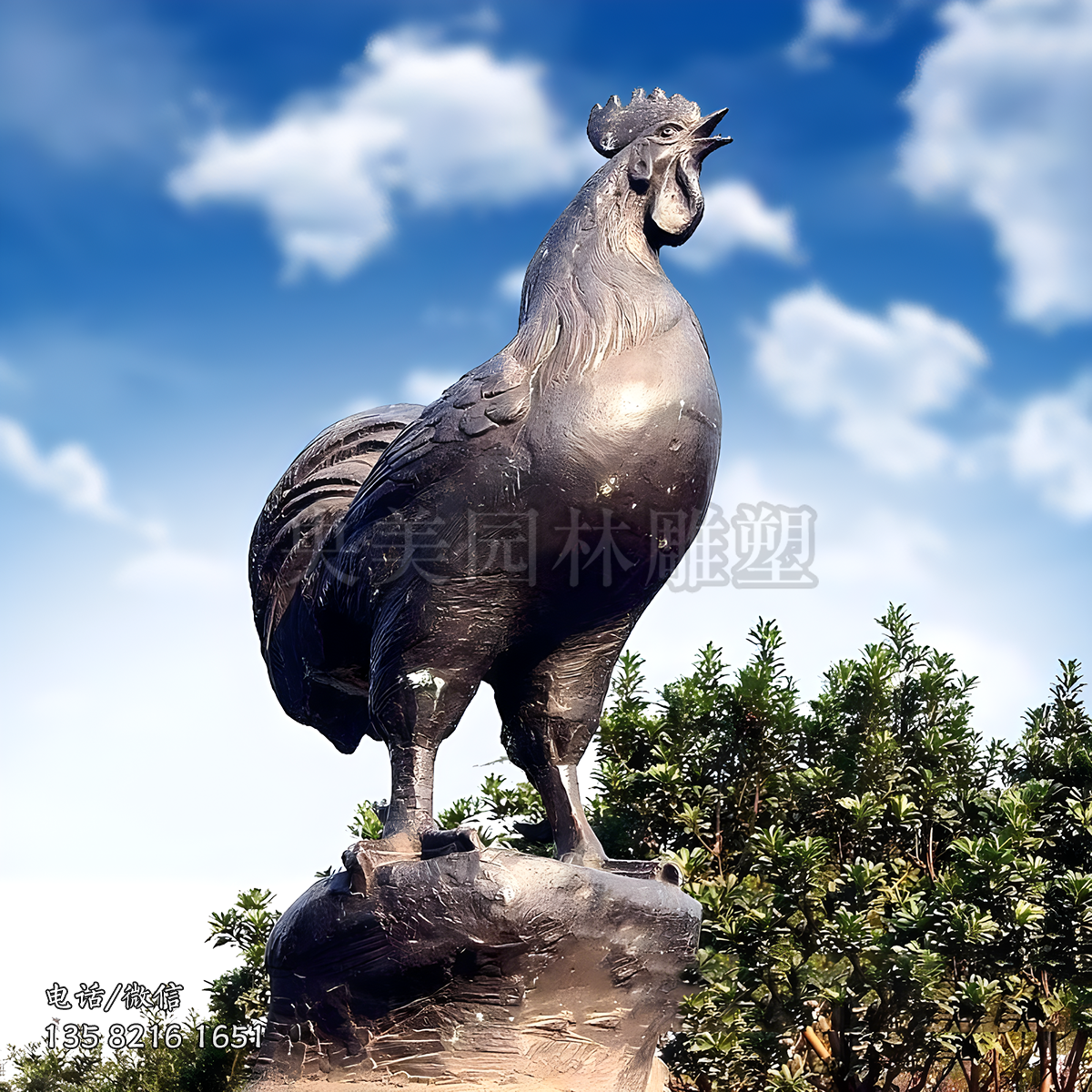 打鳴的公雞銅雕