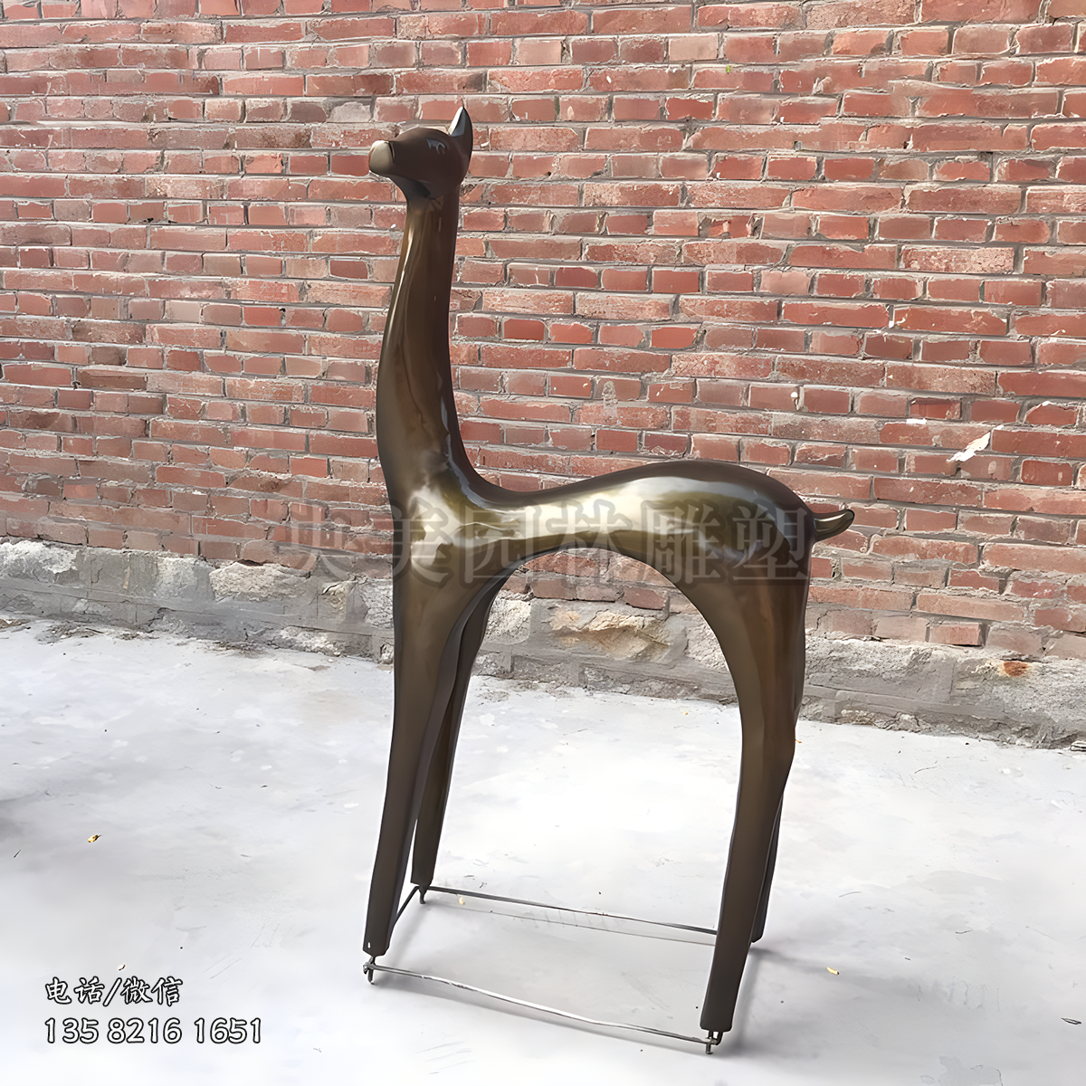 戶(hù)外抽象仿銅小鹿雕塑