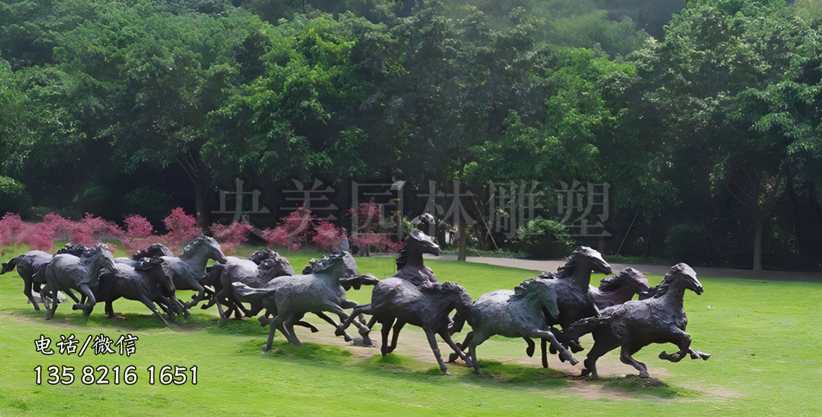 景區園林馬群景觀動物雕塑