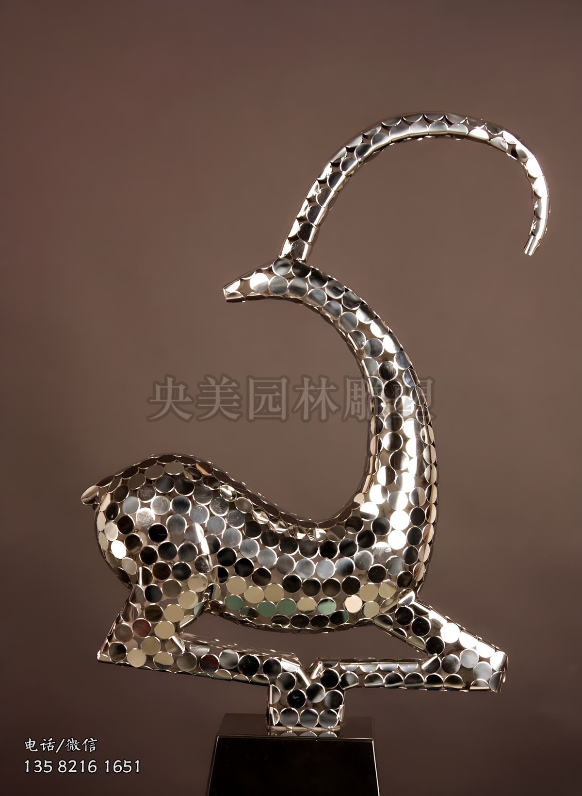 創意不銹鋼羊雕塑擺件