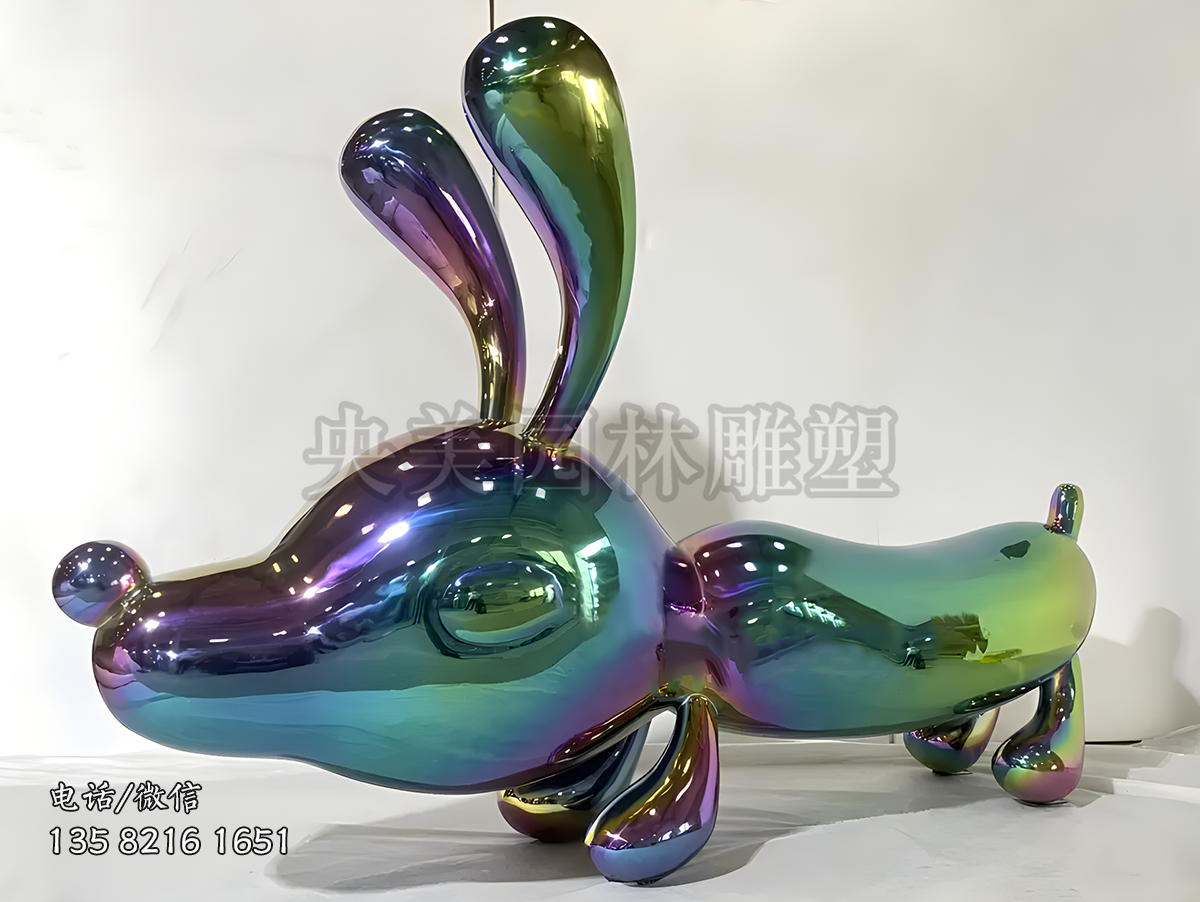 不銹鋼噴鍍創意狗雕塑