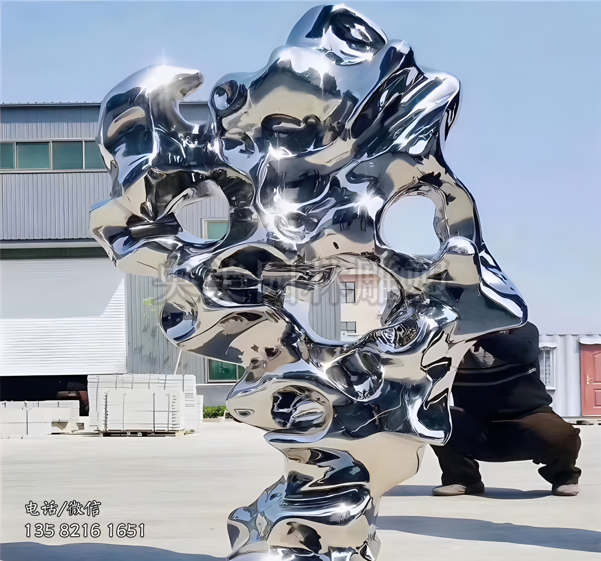 創意不銹鋼太湖石雕塑