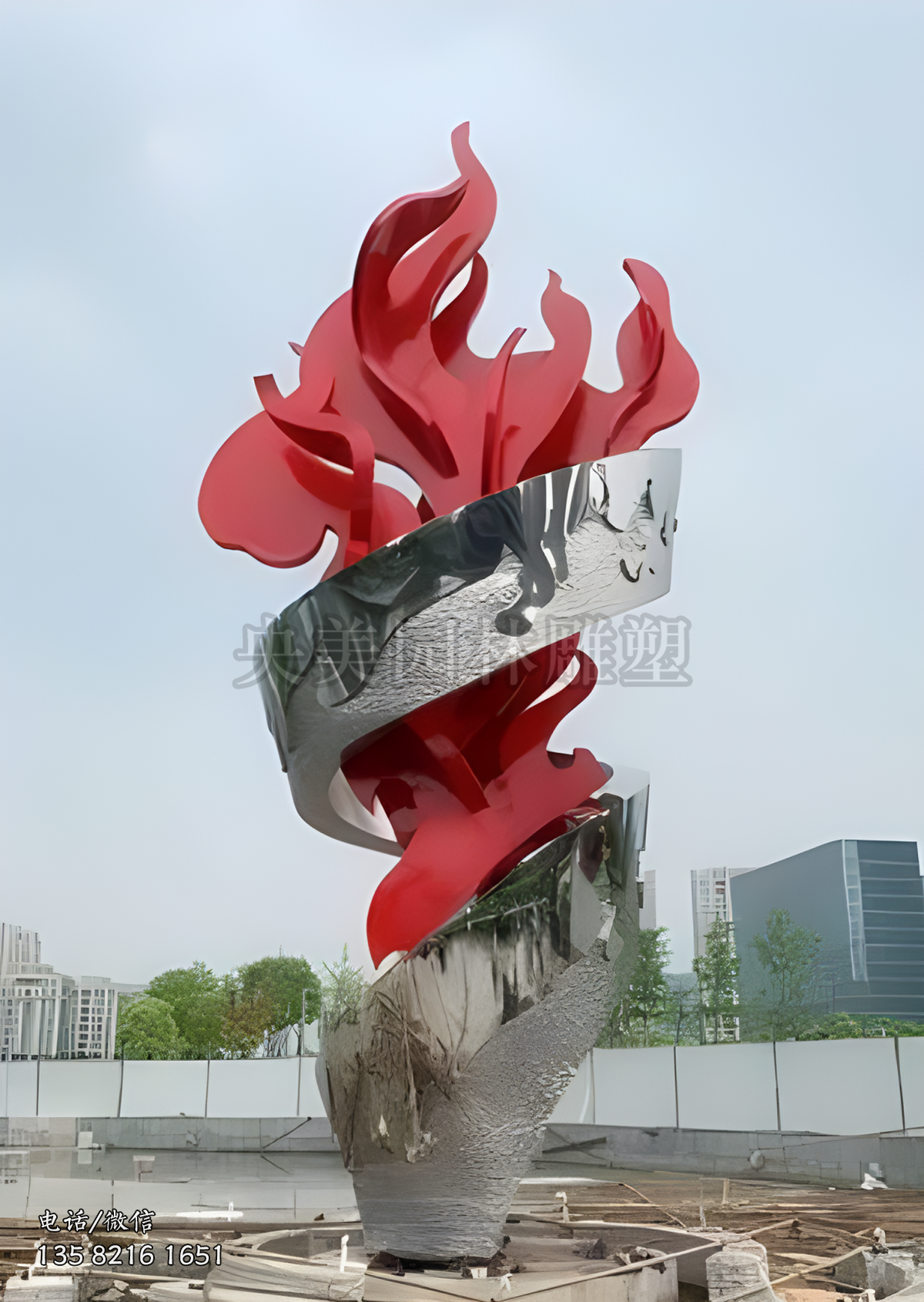 抽象不銹鋼火苗，火炬造型不銹鋼景觀雕塑