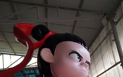 驚艷！3米玻璃鋼飄帶哪吒雕塑震撼來襲