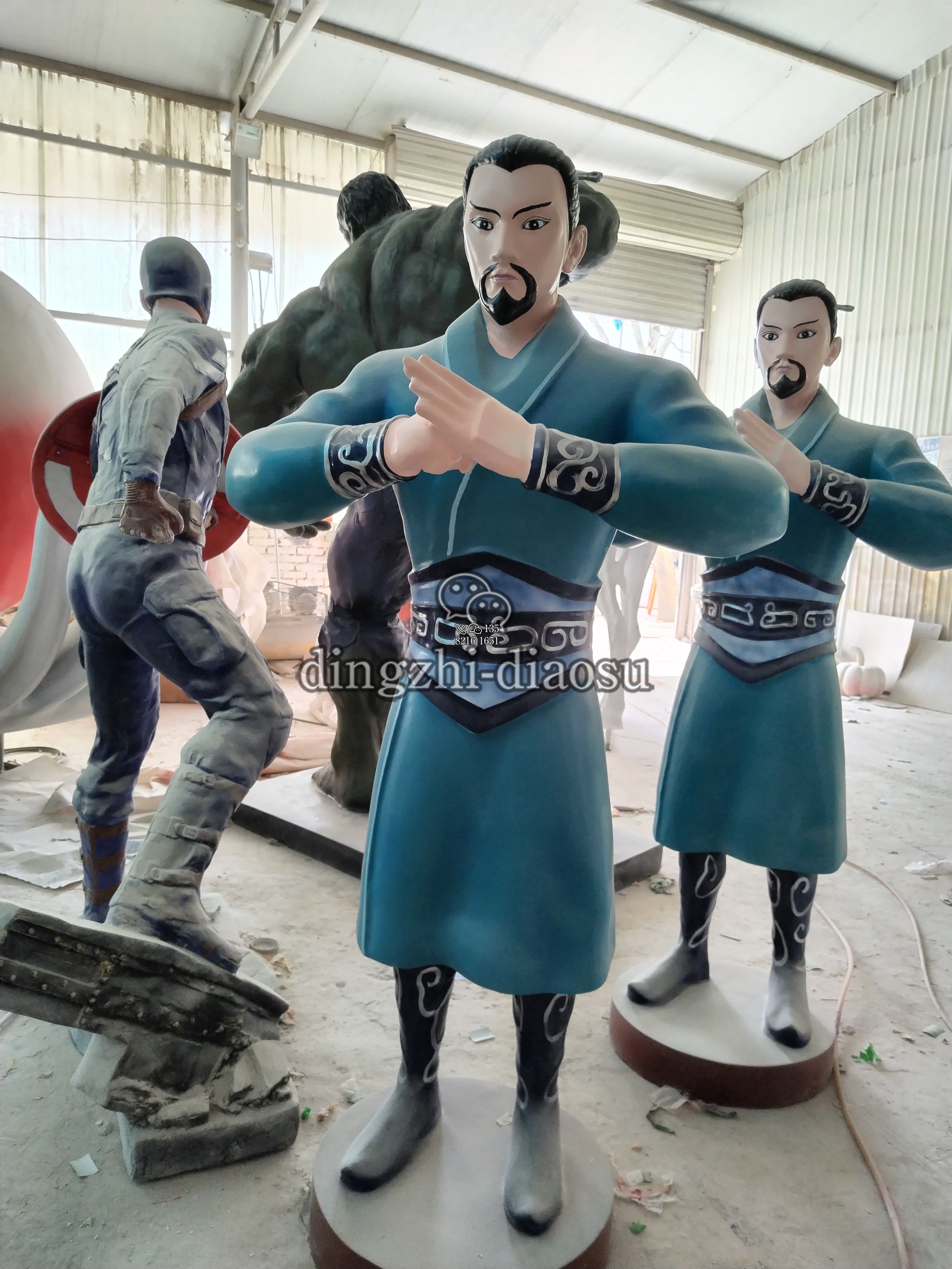 1.9米李靖玻璃鋼雕塑
